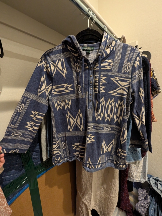 Ralph Lauren Sweaters - Ralph Lauren Navy and Cream Aztec Hoodie Sweater